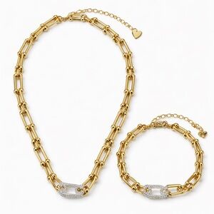 Elegant Gold and Silver , Stainless Steel Necklace and Bracelet Set